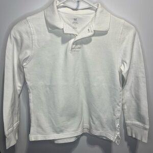 GAP Kids White Long Sleeve Polo Size Boys Medium 100% Cotton